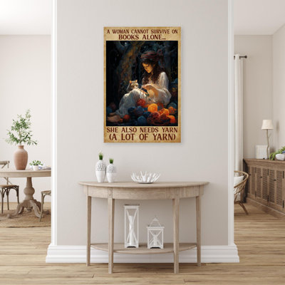 She She Needs Yarn - 1 pièce, reproduction d'art graphique sur toile tendue