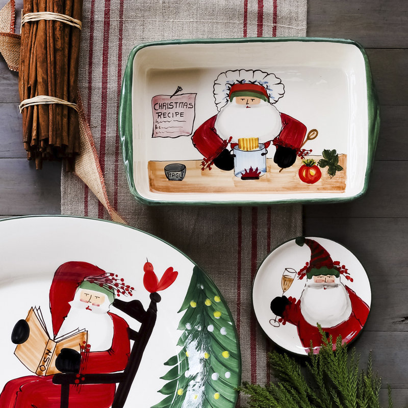 Old St. Nick Rectangle Earthenware Baker