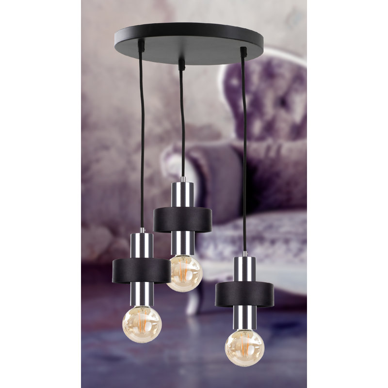 Bernda 3 - Light Cylinder Pendant, Black/Silver