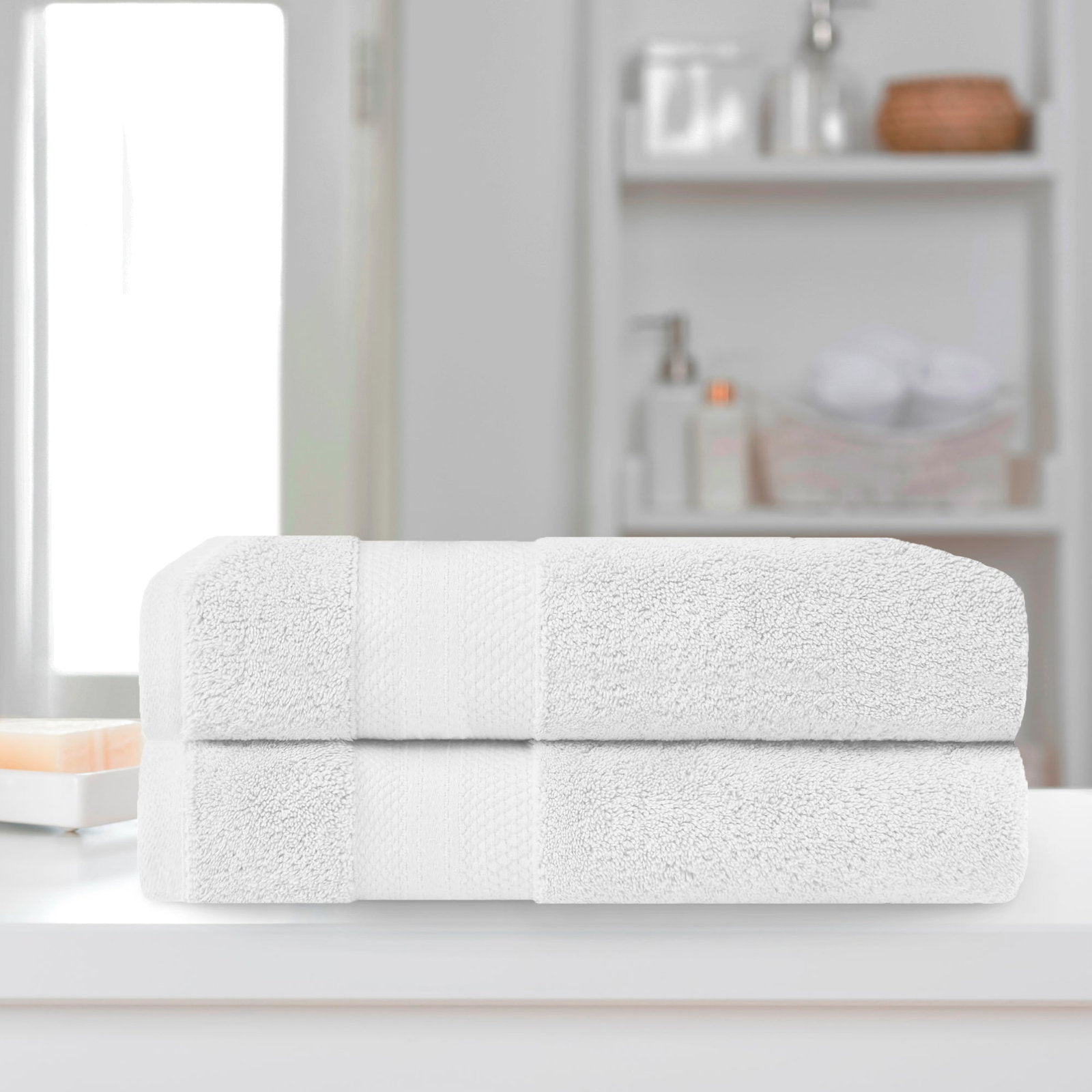 Finnian Ultra-Plush Heavyweight, 100% Turkish Towel Collection, White, Bath Sheets - 2 Pack
