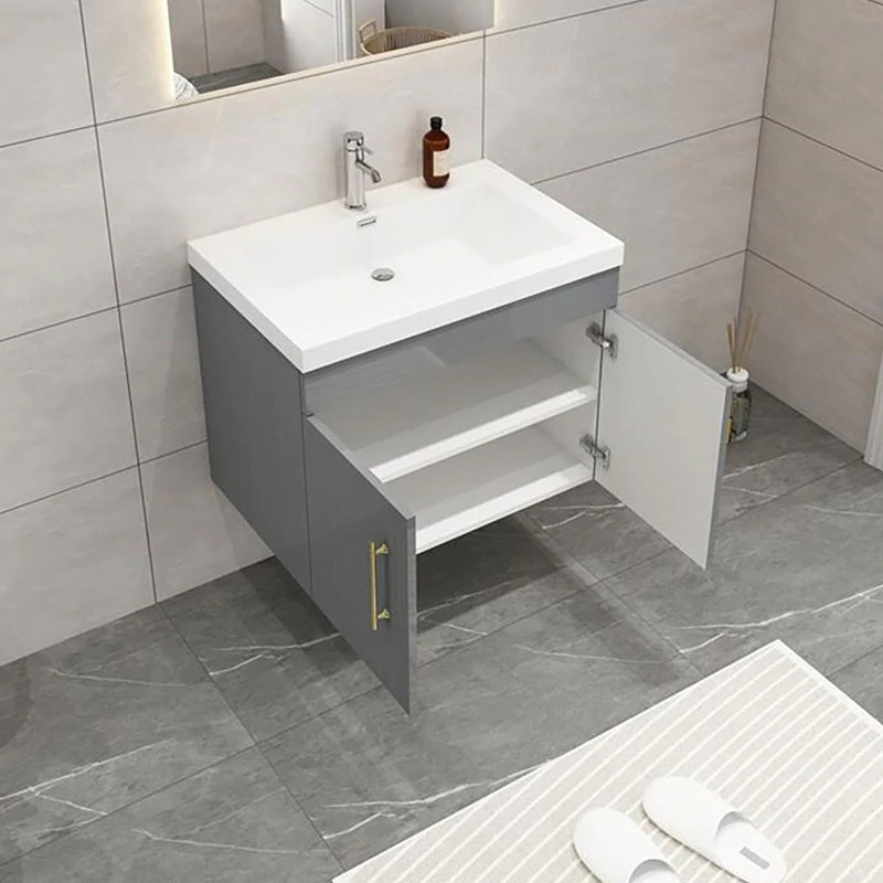 Ensemble de meuble-lavabo mural simple 30 po, Gris brillant