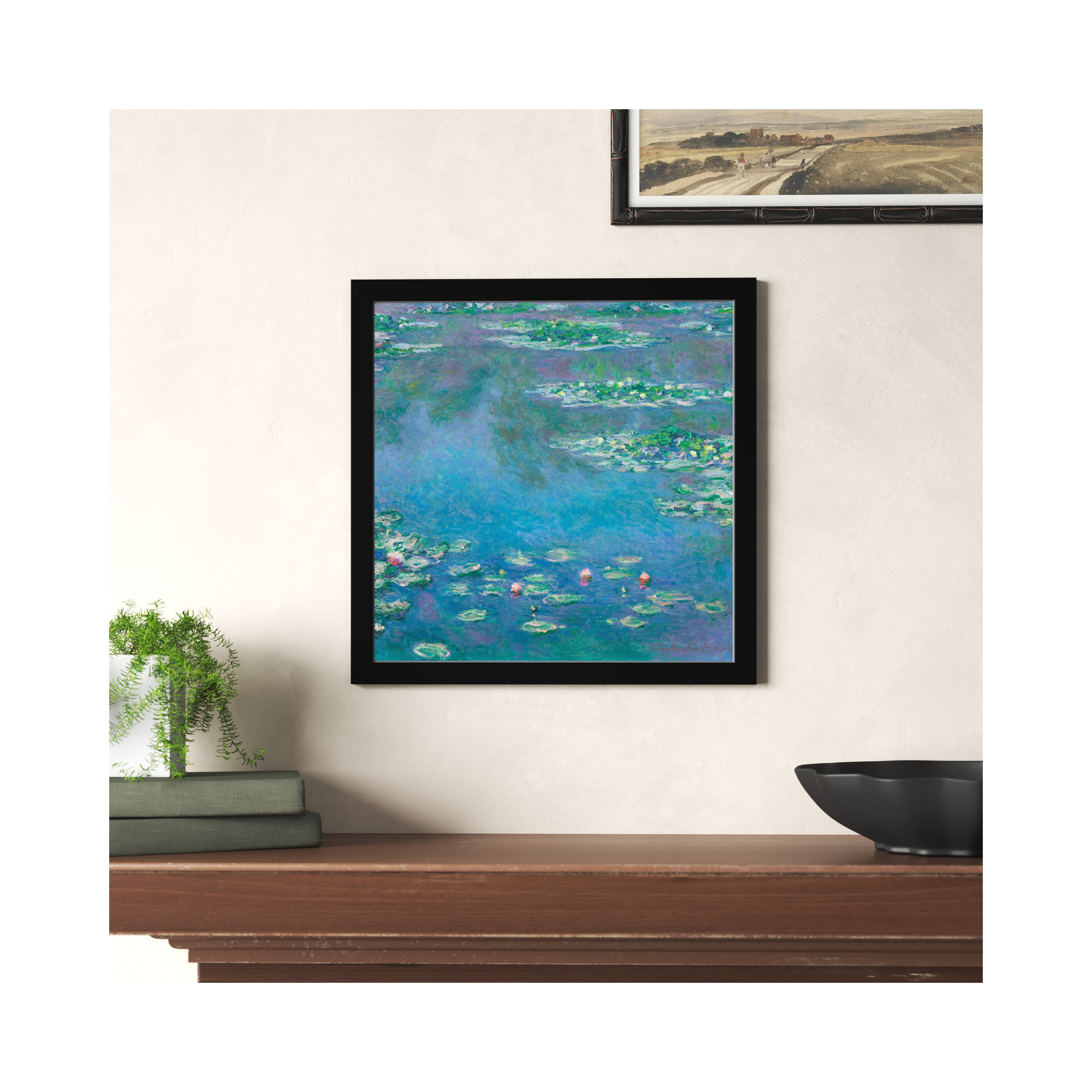 Classic Water Lilies in a Pond by Birch Lane™ - Picture Frame Print, 14" H x 14" W, Black