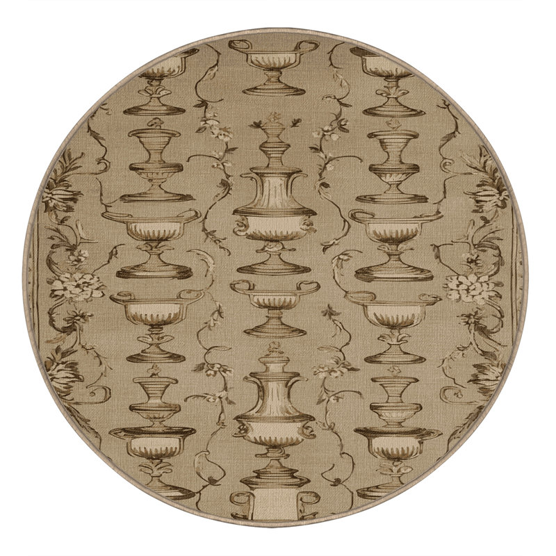 Tapis brun français lavable à la machine, Rond 7 pi
