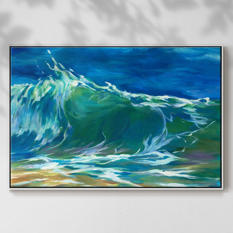 Green Flash encadré sur toile, H 17 po x l 25 po x P 2 po, Blanc