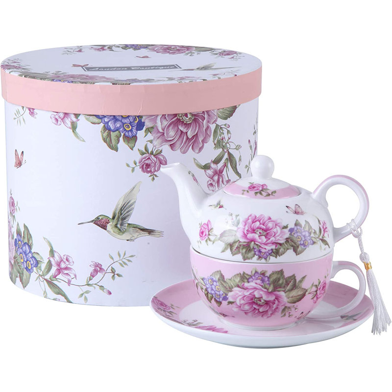 Lily Manor Alisson 0.5ml Stovetop Safe Floral Teapot, Pink