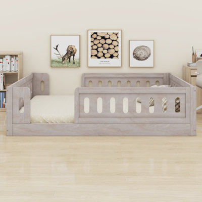 Wood Platform Bed With Guardrail