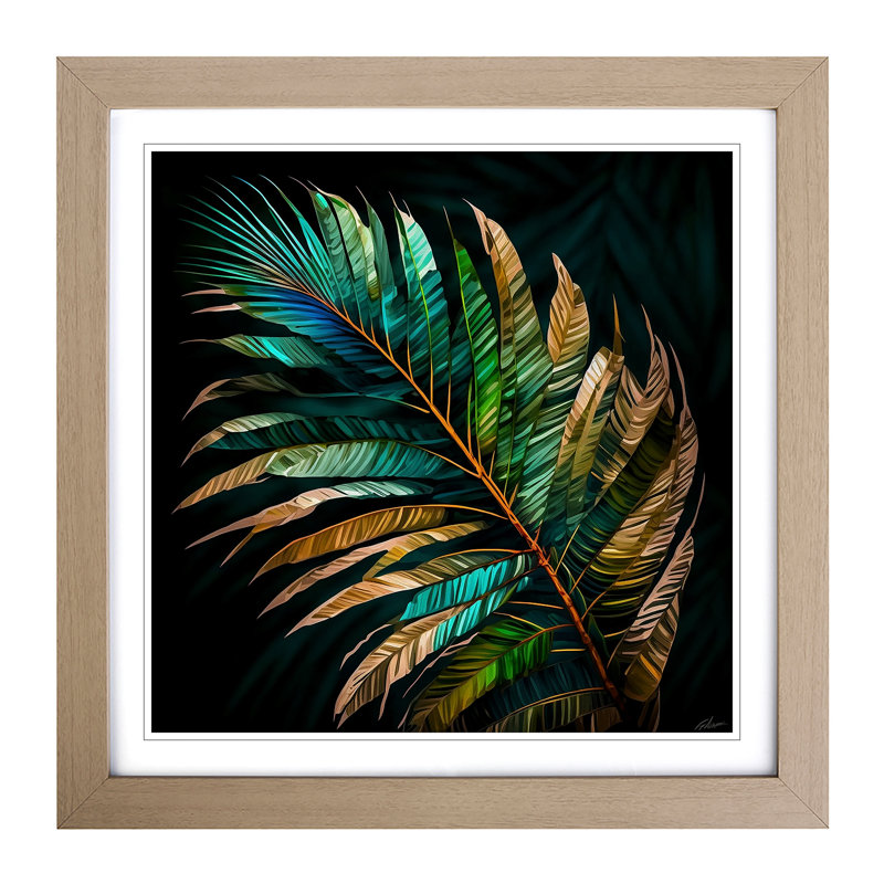 Palm Leaf Neo-Impressionism - Framed Print, Oak