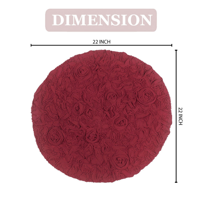 Taki Cotton Round Bath Rug, 22" Round, Red