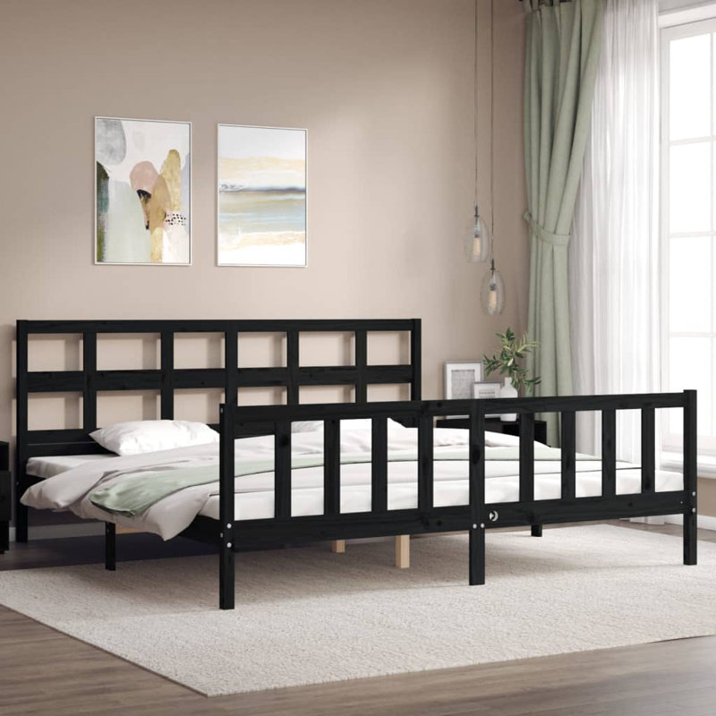 Aniqua Solid Wood Bed, Emperor (7'), Black