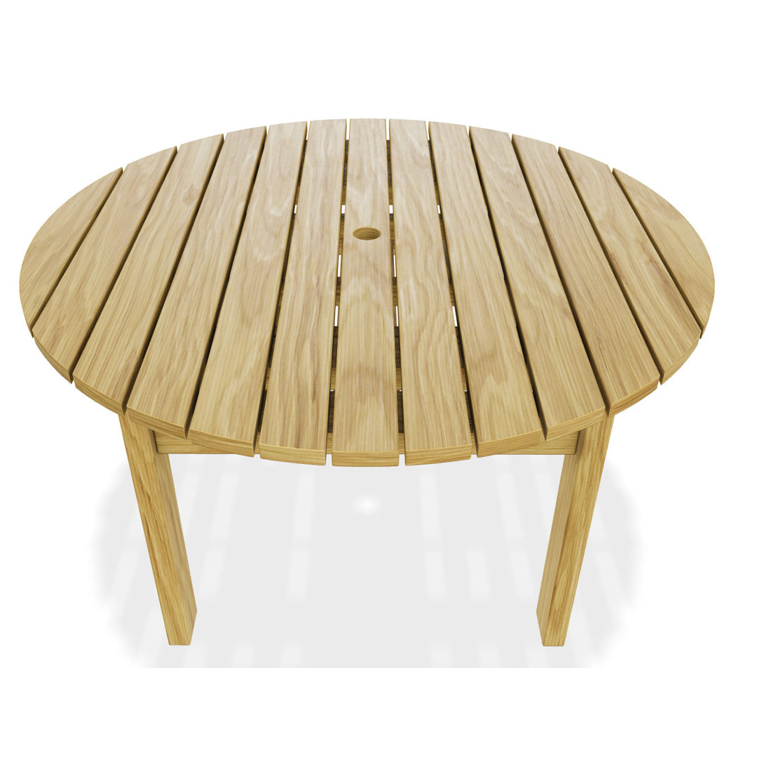 Round Redwood Outdoor Dining Table With Umbrella Hole , 156cm cm W 156cm cm D