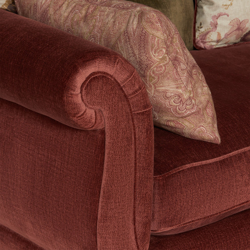 Vintage Chenille Solid Wood Wine-Red Sofa