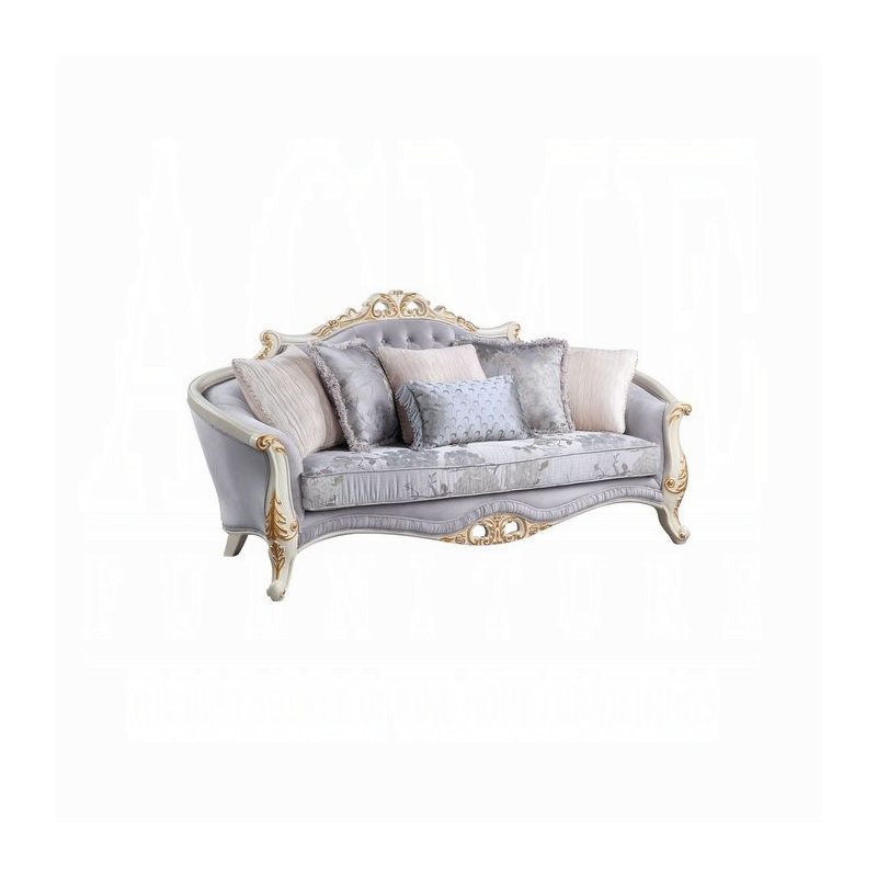 Galelvith Traditional Sofa With Carved Claw Legs & 6 Accent Pillows