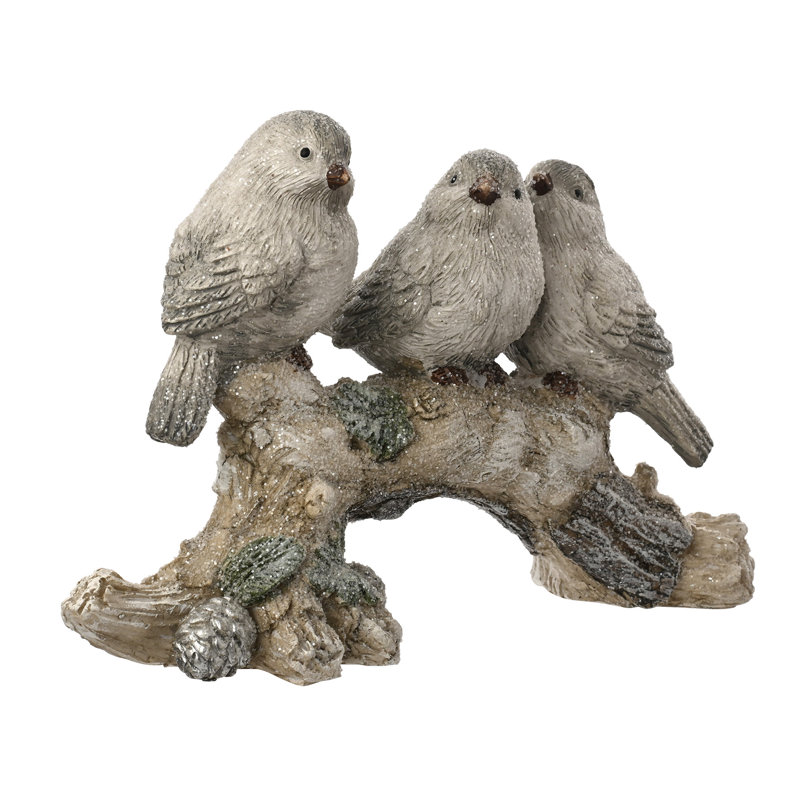 3 Resin Birds On A Branch Ornament