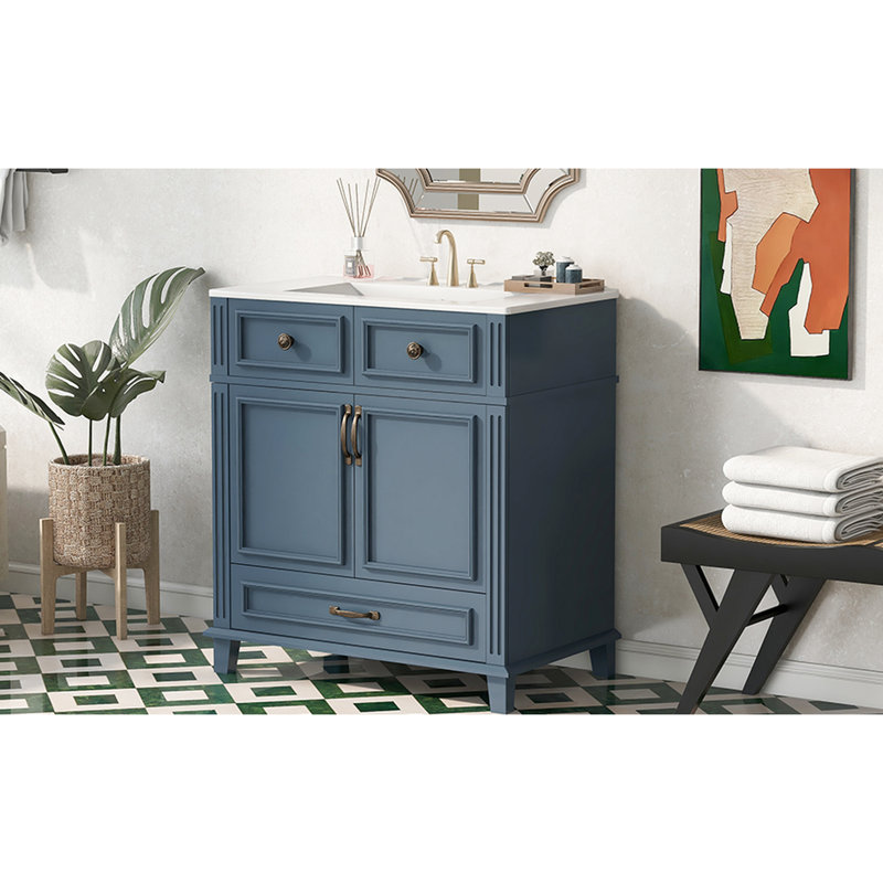 Meuble-lavabo de 30 po Wahkon, Bleu / Noir