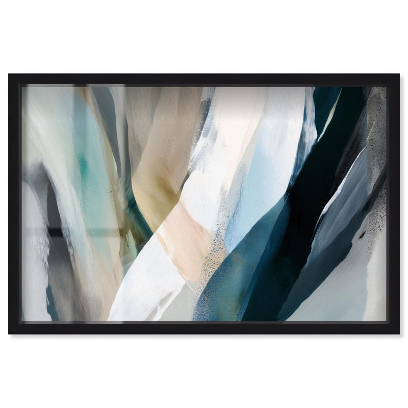 «Sweeping Forms II Shadowbox Print Abstract» par Art Remedy, H 31 po x l 46 po, Noir