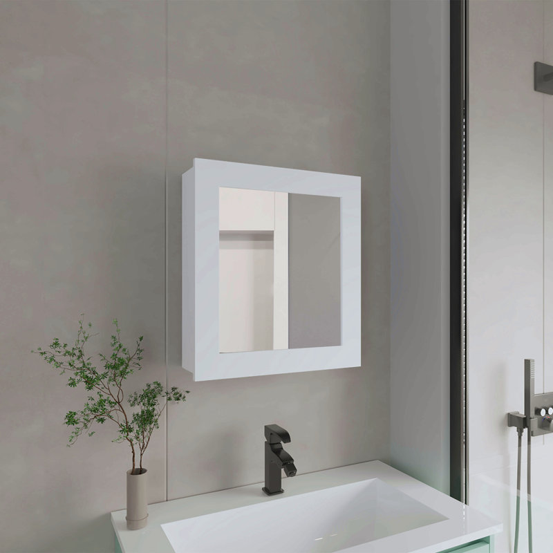 Pharmacie H 20,5 po, avec 2 tablettes, 1 porte et 1 miroir, Blanc