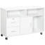 Armoire de rangement de bureau et de cuisine avec design nordique - 3 tablettes, 2 tiroirs, armoire, freins verrouillables, roulement doux, L 39,25 po x l 13,75 po x H 25,5 po, grande capacité pour 4 panneaux de particules blancs,