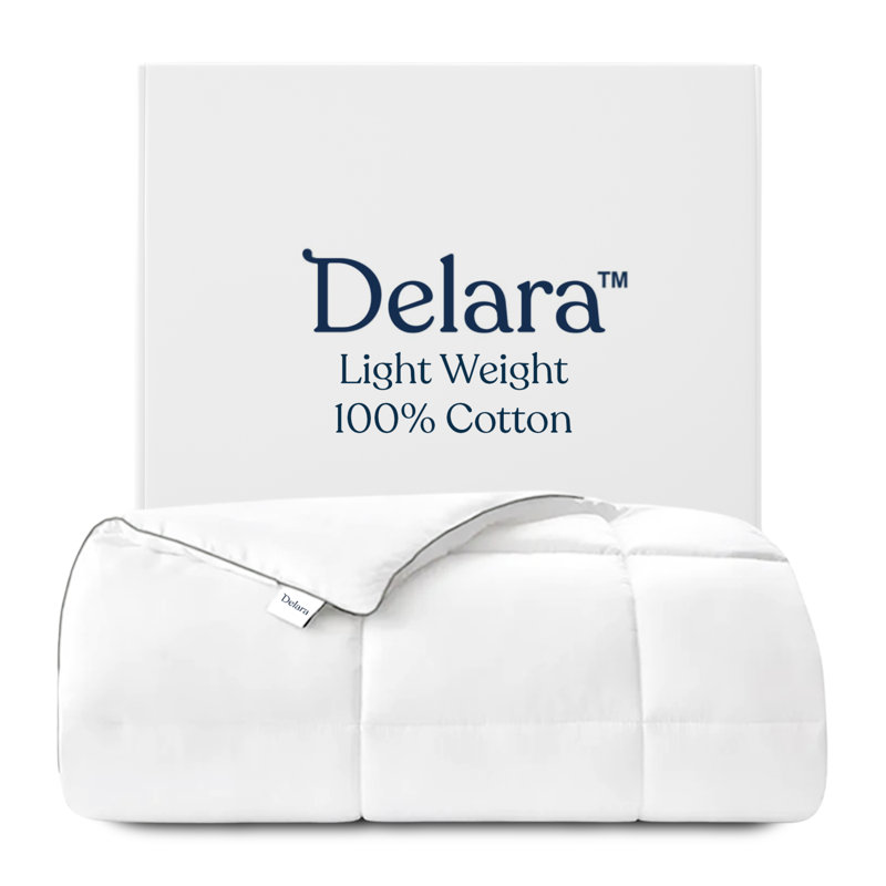Insertion de couette pour lit simple (68 po x 86 po) Delara avec housse et rembourrage 100% coton biologique certifié GOTS, édredon blanc toutes saisons avec 8 languettes