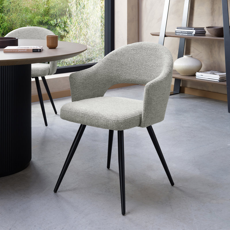 Alcanza STERLING UPHOLSTERED DINING CHAIR - FABRIC - BLACK SAND POWDER COATED LEGS (PAIR), Brown