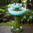 Audhumbla Solar Powered 28.35'' 2-Tier Flower Resin Birdbath Outdoor Fountain with Lights