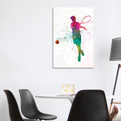 Man Tennis Player In Watercolour I by Paul Rommer - Wrapped Canvas Gallery-Wrapped Canvas Giclée