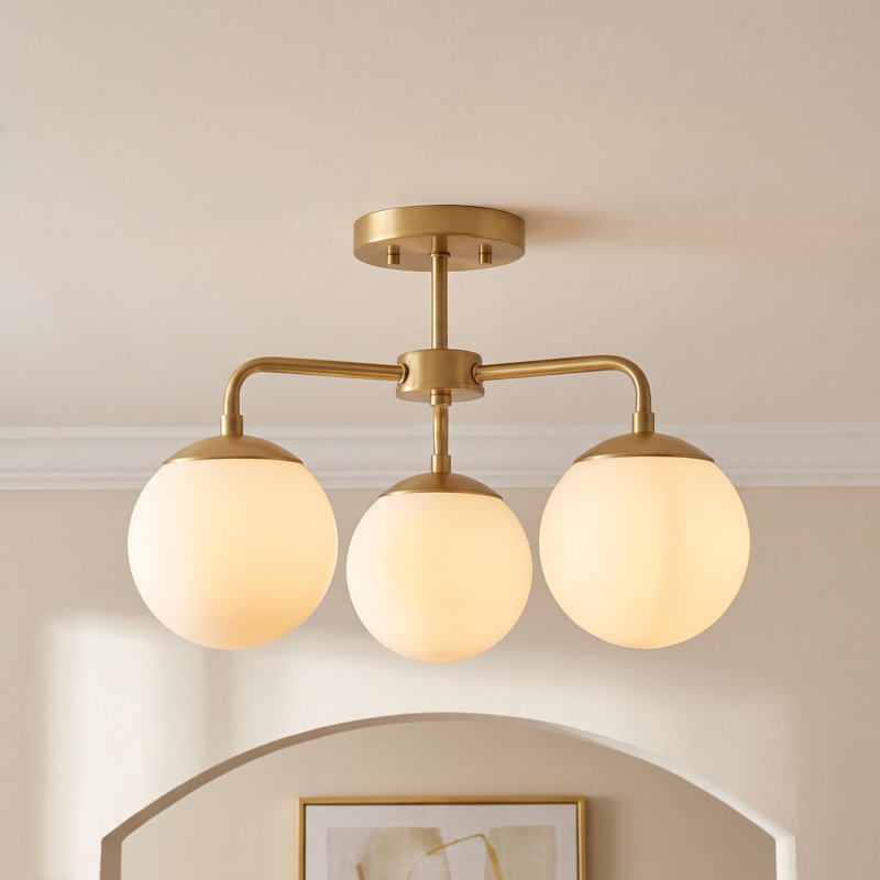 Kobie Semi Flush Mount, Lacquered Brass