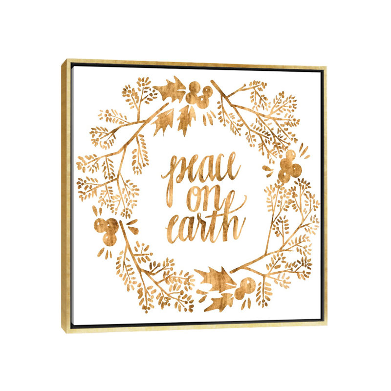 «Golden Christmas II» par Grace Popp - reproduction d'art textuel, Pas de tapis, H 18 po x l 18 po x 1,5 po