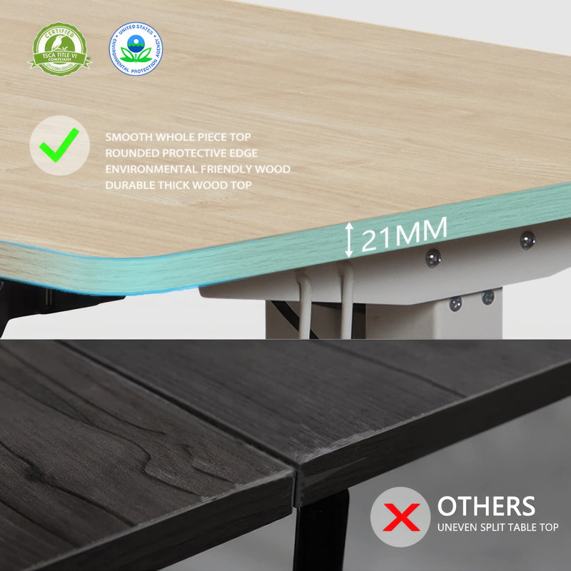 Aario One Piece Electric Height Adjustable Standing Desk with USB Charger, 140cm W x 60cm D, Oak/Grey