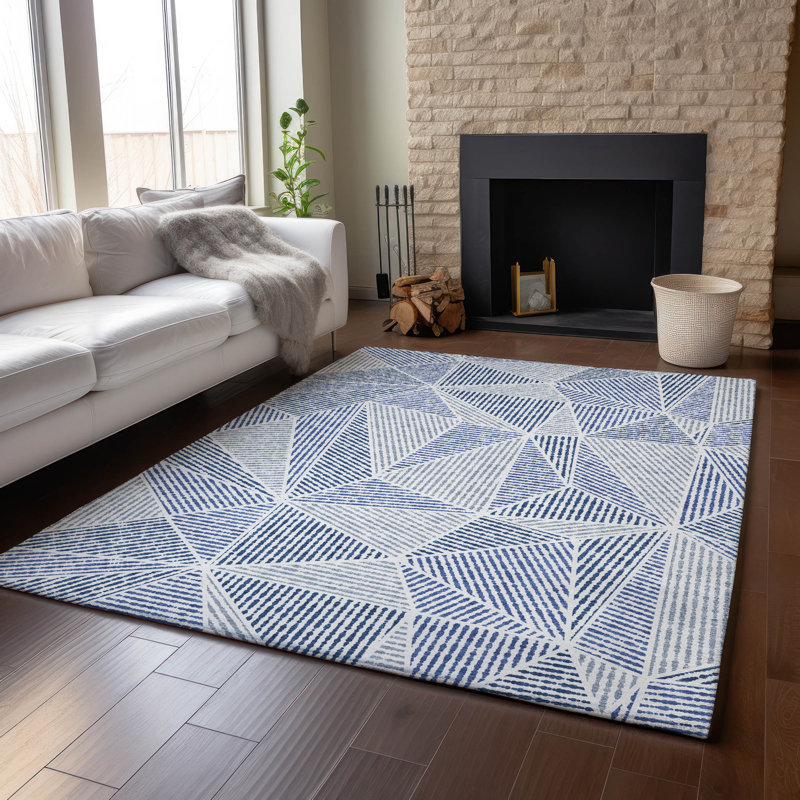 Tapis bleu marine Cerrito lavable à la machine de qualité supérieure, Rectangle 2 pi 6 po x 3 pi 10 po
