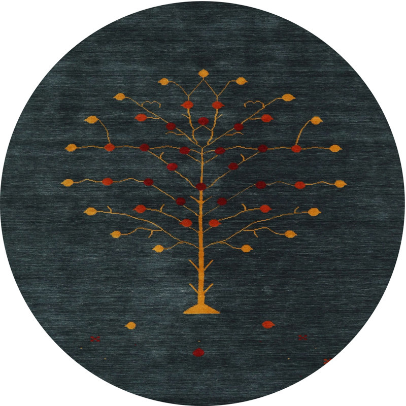 Tapis contemporain gris foncé, Rond 3 pi