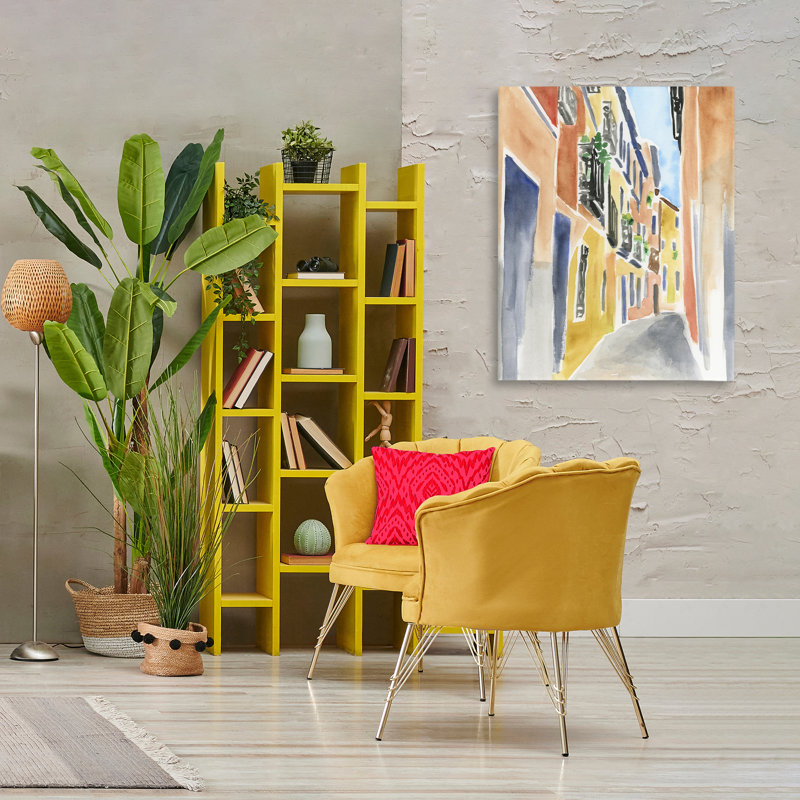 Art mural sur toile de l'architecture de la ville de Madrid, design par June Erica Vess, H 40 po x l 30 po