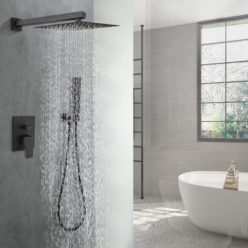 Système de douche noir mat Ensemble de douche de luxe en laiton 12 po