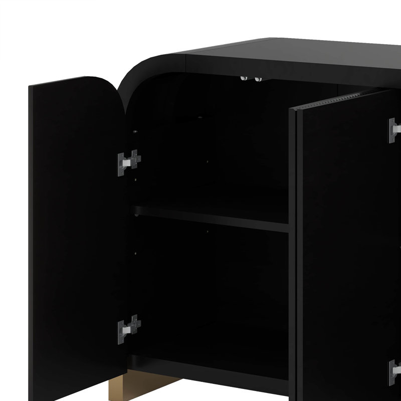Armoire à panneau ondulé 4 portes avec tablette réglable, Noir