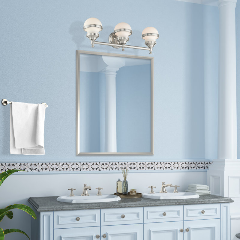 Aseret Dimmable Vanity Light, Brushed Nickel, 8.25" H x 24" W x 7.25" D, 3 Lights