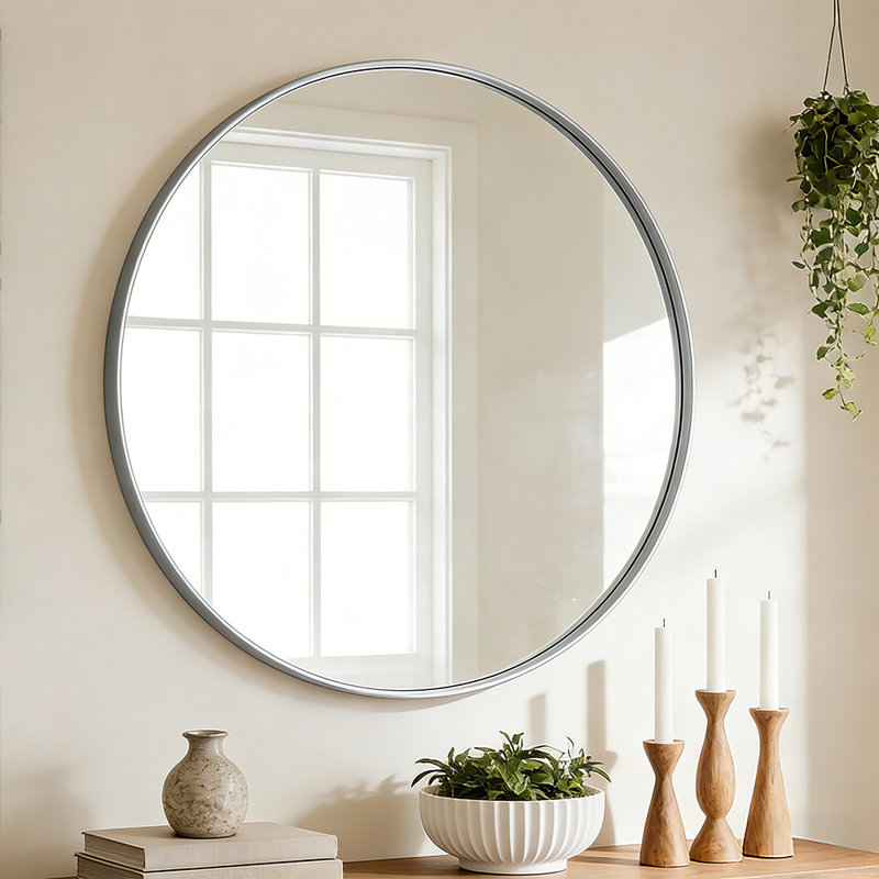 Miroir de salle de bain Morena, 36" x 36", Argent brossé