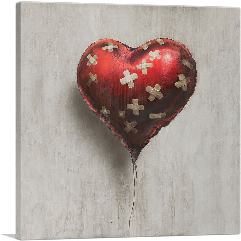 «Bandage Balloon Heart» par Banksy - reproduction de photo sur toile tendue, H 26 po x l 26 po x P 0,75 po