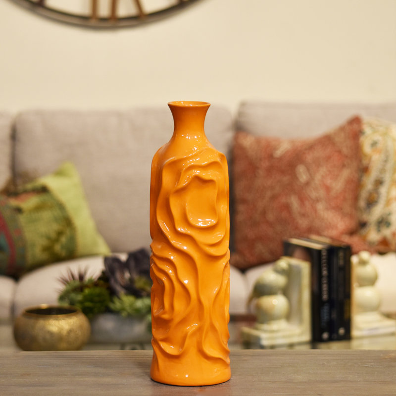 Table Vase, 15.5" H x 4.5" W x 4.5" D, Orange