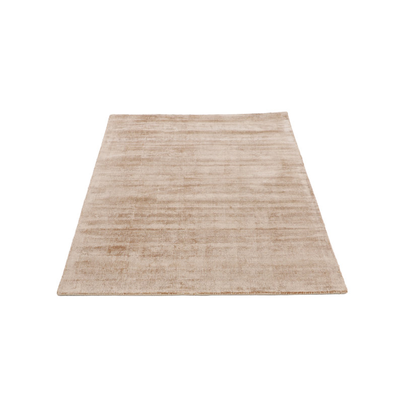 Ava Handmade Viscose Silky Solid Soft Beige Rug, Rectangle 60 x 110cm