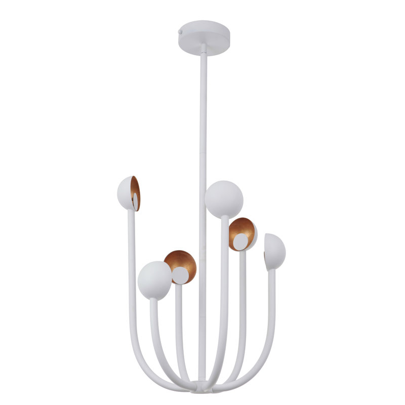 Lustre géométrique unique à 6 lumières Keeter, Blanc