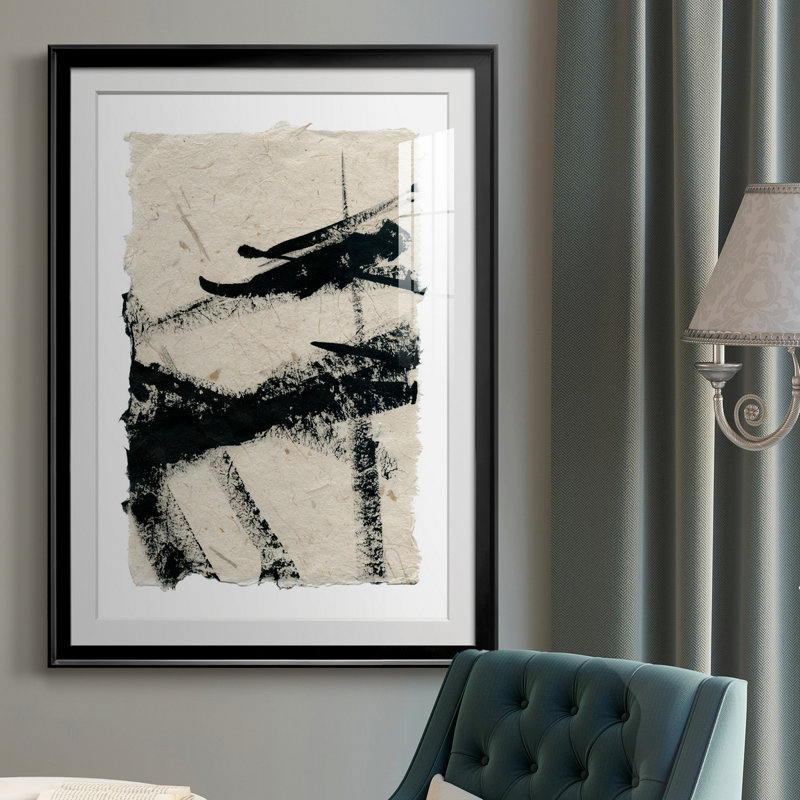 «Lines Crossed II», peinture sur toile encadrée, Noir, H 30,5 po x l 42,5 po x P 1,5 po