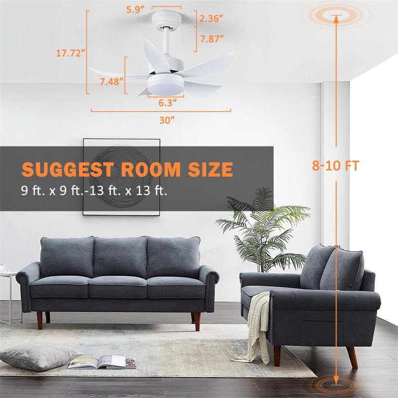 Ceiling Fan with LED Lights, White