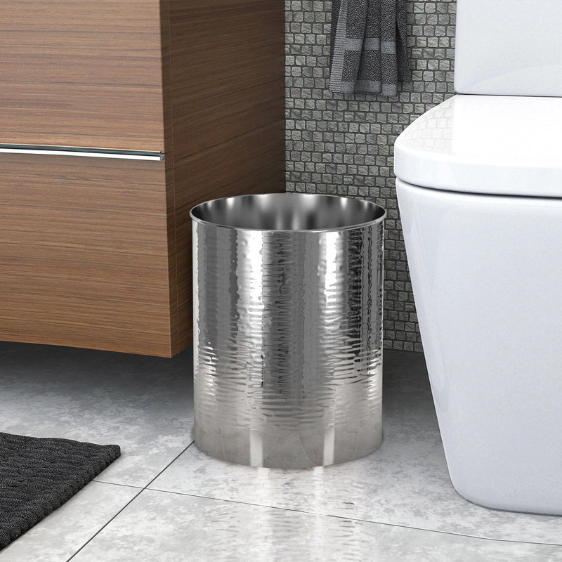 Poubelle en acier inoxydable, 7 pte, finition argentée brillante