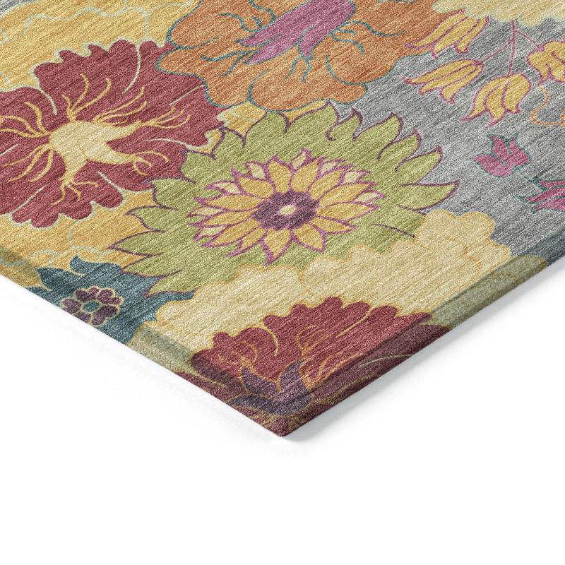 Machine Washable Indoor/Outdoor Matteson ACN2293 Floral Rug, Rectangle 8' x 10'