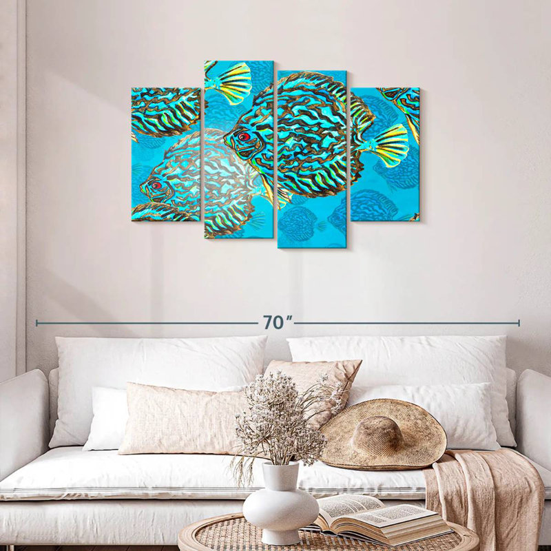 Turquoise Discus Fish, 27" H x 43" W