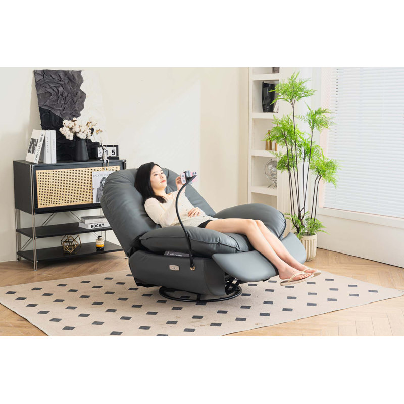 Fauteuil inclinable en cuir Albia, Similicuir gris foncé