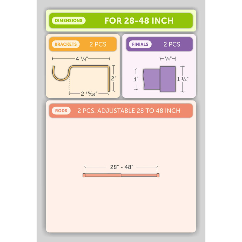 Tringle à rideaux pour fenêtre Drapery, 28” – 48”, Nickel