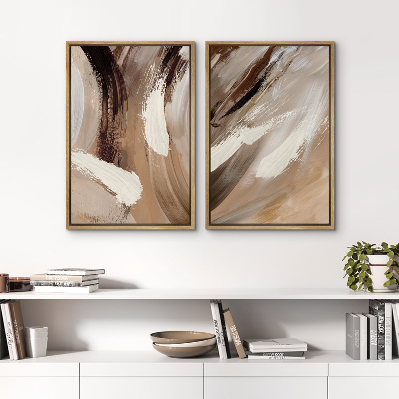 «Abstract Neutral Brown Paint Effect», reproduction d'art numérique sur toile encadrée, Naturel, H 36 po x l 24 po