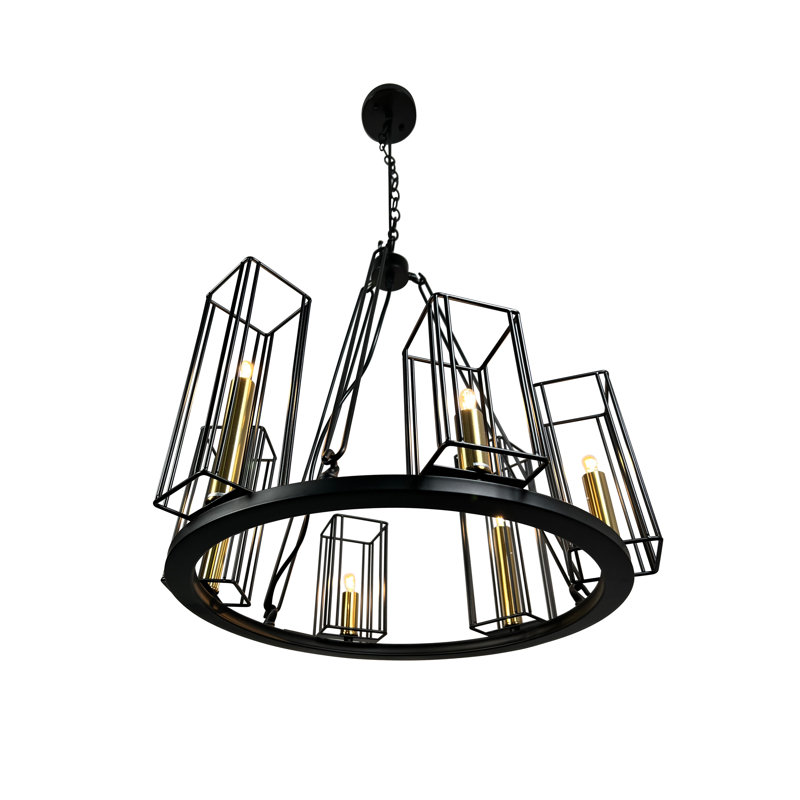 6 - Light Dimmable Wagon Wheel Chandelier