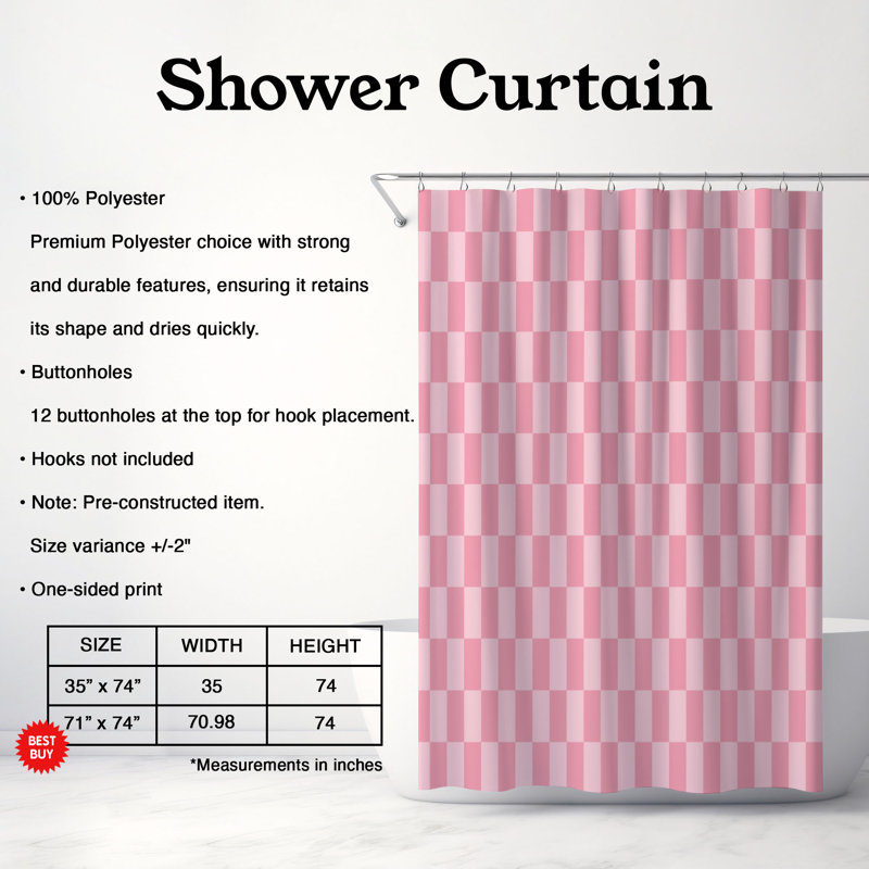 Rideau de douche Premium 21, Rose, H 74 po x l 71 po