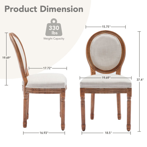 Caille Linen King Louis Back Dining Chairs in Beige